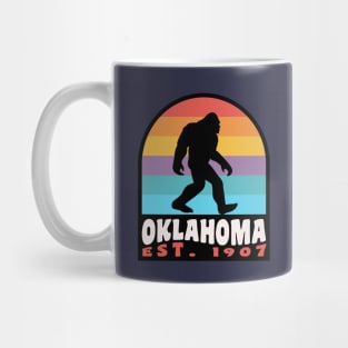 Oklahoma Bigfoot Sasquatch Retro Sunset Badge Mug